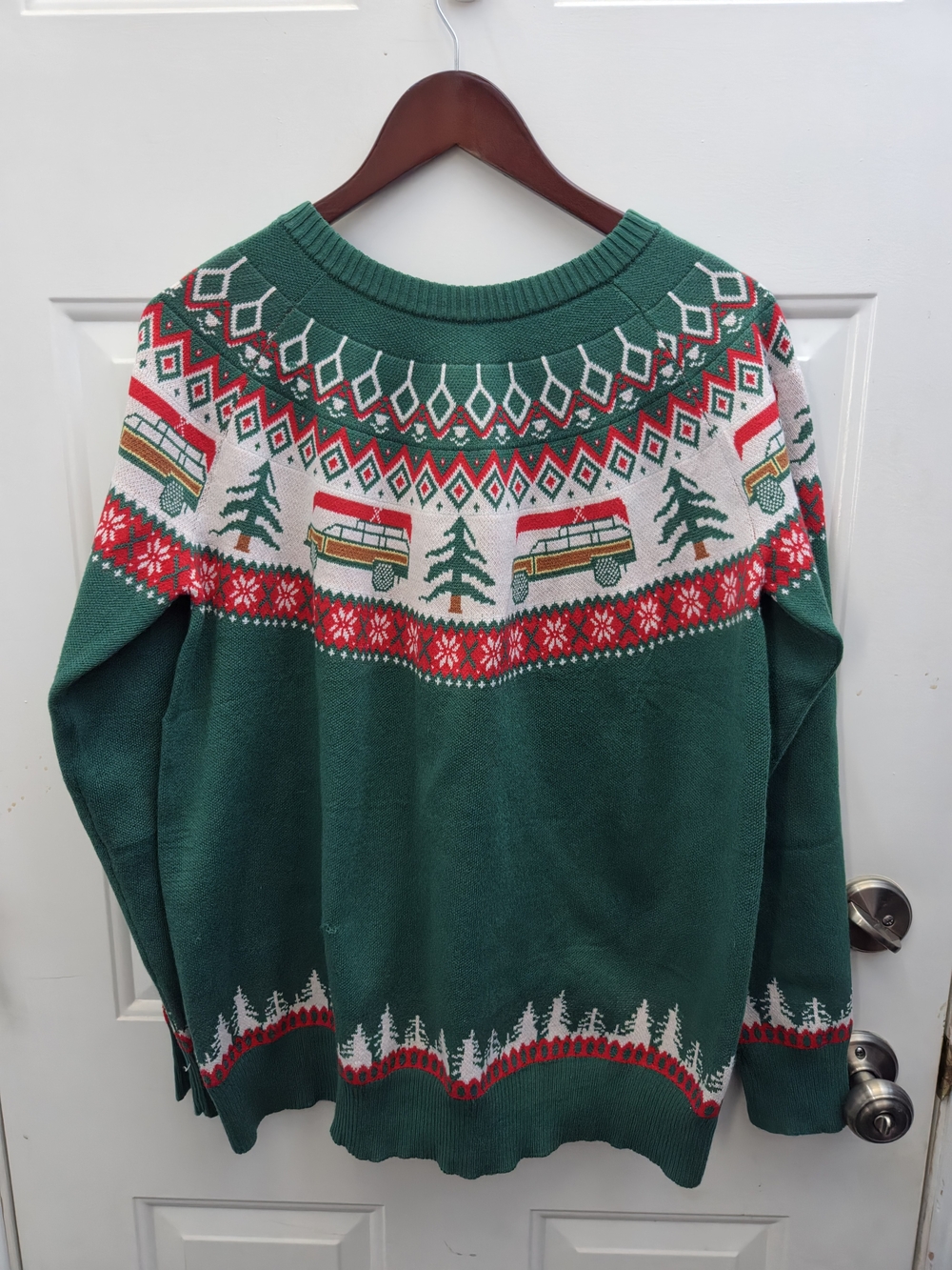 Green Holiday Camper Fair Isle Knit Sweater